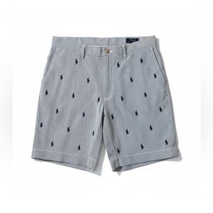 Polo Ralph Lauren ALL OVER PONY SEERSUCKER Stripe Classic Fit 9” Shorts Men’s 34